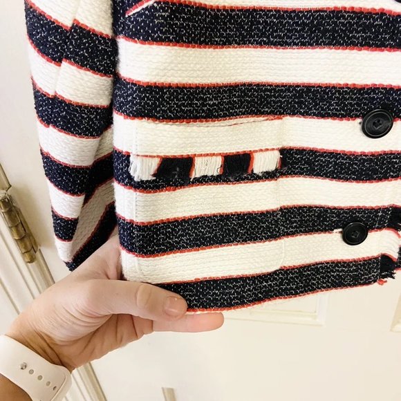 Banana Republic Tweed Striped Blazer Size 00P NWOT - Picture 3 of 4